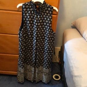 turtleneck black dress with white pattern